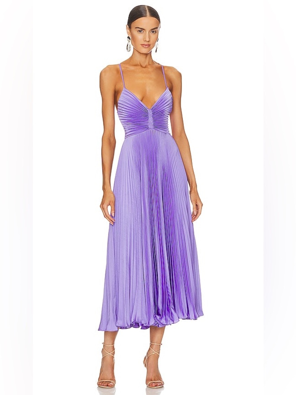 ALC Gemini Pleated Midi Dress in Bellflower Purple Sz 2